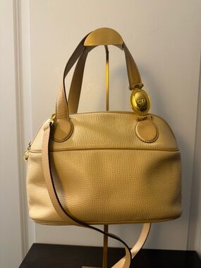 Christian Dior Yellow Leather Dome 2way Satchel
